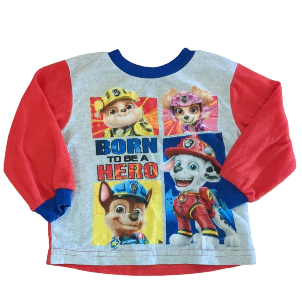 🍁2/$7🍁PAW PATROL Red and Grey Born to be a Hero Fleece PJ shirt
